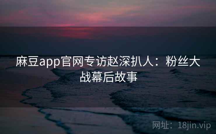 麻豆app官网专访赵深扒人：粉丝大战幕后故事