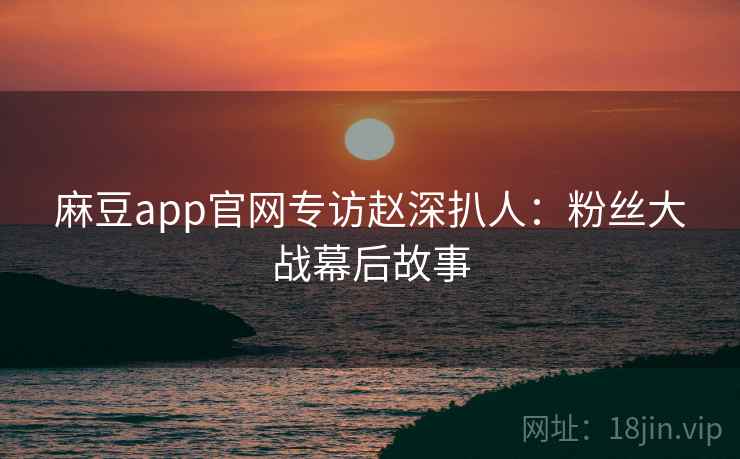 麻豆app官网专访赵深扒人：粉丝大战幕后故事